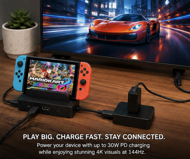 V6 Video Converter Dock with HDMI 4K Output & 30W PD Charging