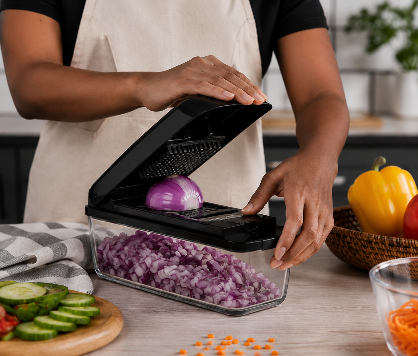 Le’raze 13-in-1 Vegetable Chopper Pro with Glass Container