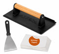 Alvexa Cast Iron Smash Burger Press Kit with Spatula & 50 Patty Papers