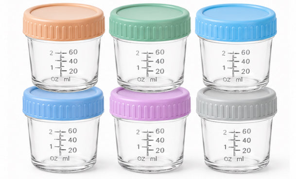 Drkio 6-Pack 4 oz Glass Baby Food Storage Containers with Lids