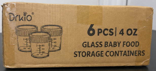 Drkio 6-Pack 4 oz Glass Baby Food Storage Containers with Lids