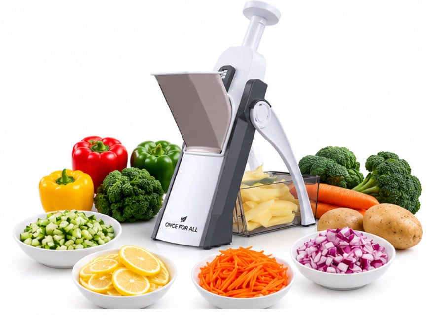 ONCE FOR ALL Mandoline Slicer – 5-in-1 Vegetable Chopper & Adjustable Food Slicer