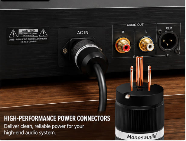 Monosaudio HiFi Pure Copper Power Plug Set (Pair) – 15A/125V IEC C13/C15 Audio Connector M100/F100