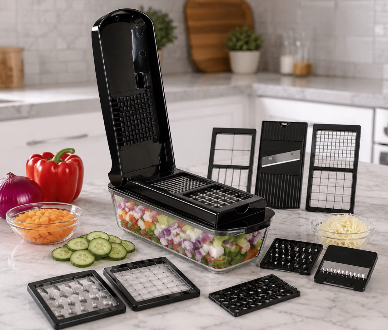 Le’raze 13-in-1 Vegetable Chopper Pro with Glass Container