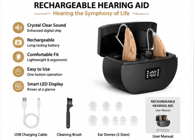 Rechargeable Digital Hearing Aid with Charging Case - Model K06