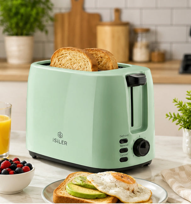 iSiLER 2-Slice Toaster with 7 Shade Settings & Removable Crumb Tray