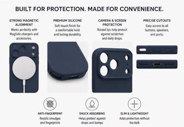 Magnetic Case for iPhone 17 Pro – Midnight Blue