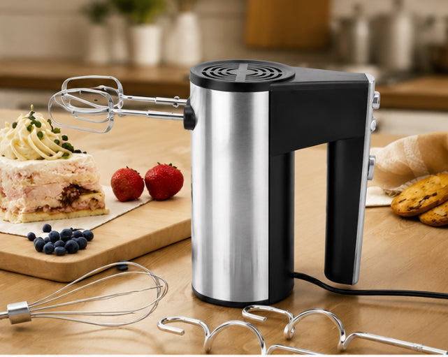 TINANA 500W 5-Speed Electric Hand Mixer with Turbo Boost & Stainless Steel Beaters