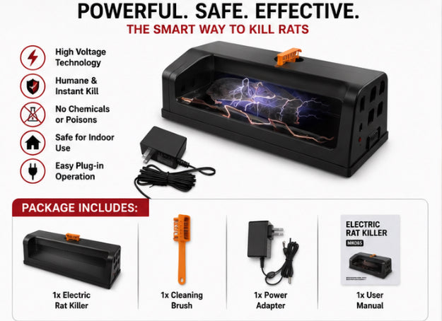 Electric Rat Killer Trap – Humane Indoor Electronic Rodent Zapper for Home & Garage