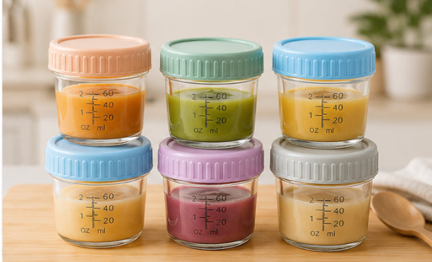 Drkio 6-Pack 4 oz Glass Baby Food Storage Containers with Lids