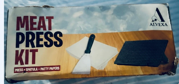 Alvexa Cast Iron Smash Burger Press Kit with Spatula & 50 Patty Papers