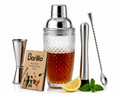 Barillio Glass Cocktail Shaker Set – 14 oz Bartender Kit with Jigger, Mixing Spoon & Muddler