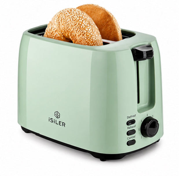 iSiLER 2-Slice Toaster with 7 Shade Settings & Removable Crumb Tray